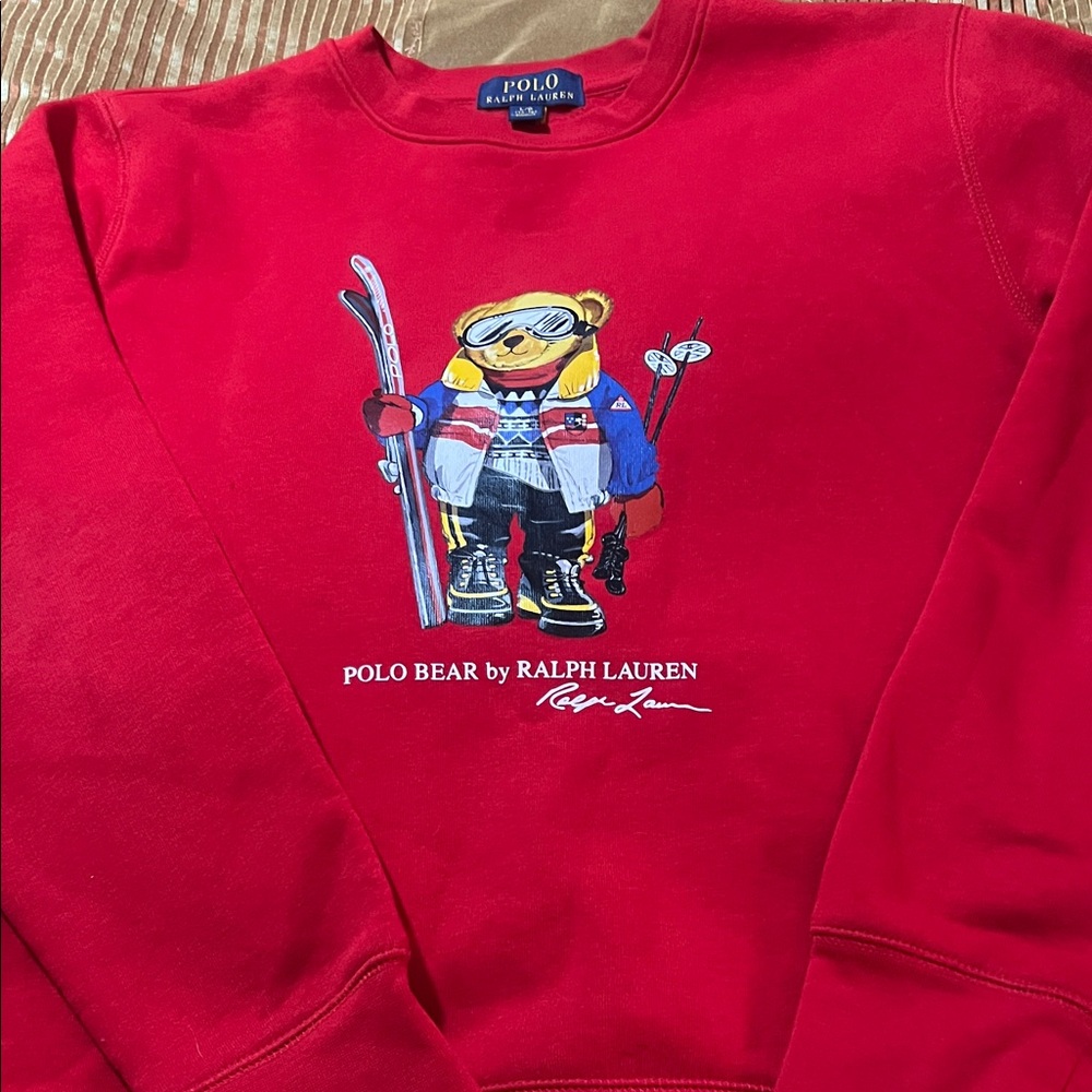 Boy’s Ralph Lauren Red Polo Bear Crewneck Sweater